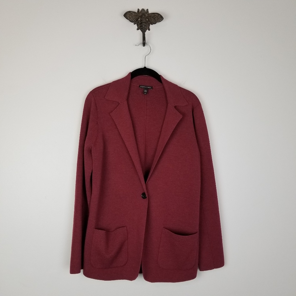 Eileen Fisher Women's Burgundy Sweater Blazer